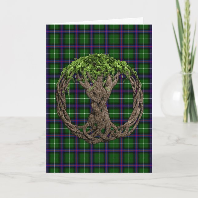 Clan MacDonald of the Isles Tartan And Celtic Tree Card (Front)