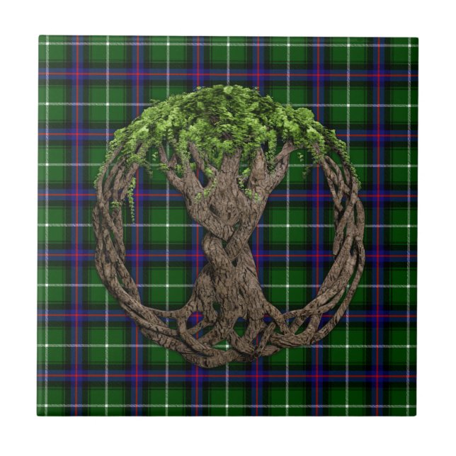 Clan MacDonald of the Isles Tartan And Celtic Tree Tile (Front)