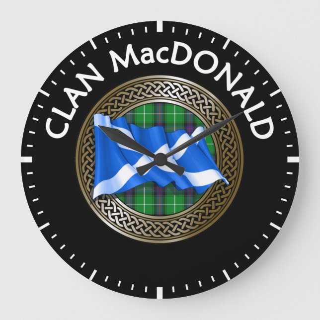 Clan MacDonald Tartan & Flag Large Clock (Front)