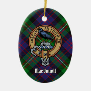 Clan MacDonell  Crest over Tartan Ceramic Ornament
