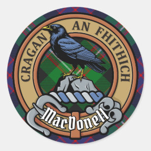 Clan MacDonell of Glengarry Crest over Tartan Classic Round Sticker