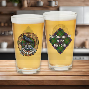Clan MacDonell of Glengarry Crest over Tartan Glass