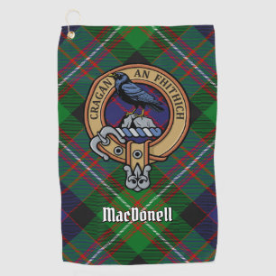 Clan MacDonell of Glengarry Crest over Tartan Golf Towel