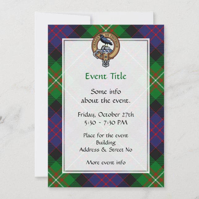 Clan MacDonell of Glengarry Crest over Tartan Invitation (Front)