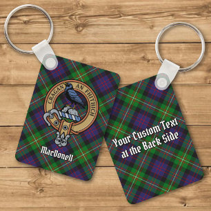 Clan MacDonell of Glengarry Crest over Tartan Keychain