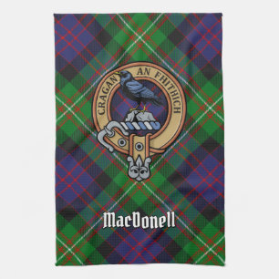 Clan MacDonell of Glengarry Crest over Tartan Kitchen Towel