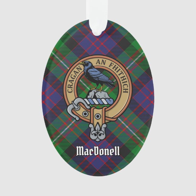 Clan MacDonell of Glengarry Crest over Tartan Ornament (Front)