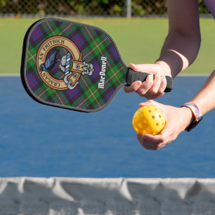 Clan MacDonell of Glengarry Crest over Tartan Pickleball Paddle