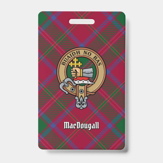 Clan MacDougall Crest over Tartan Badge (Front)