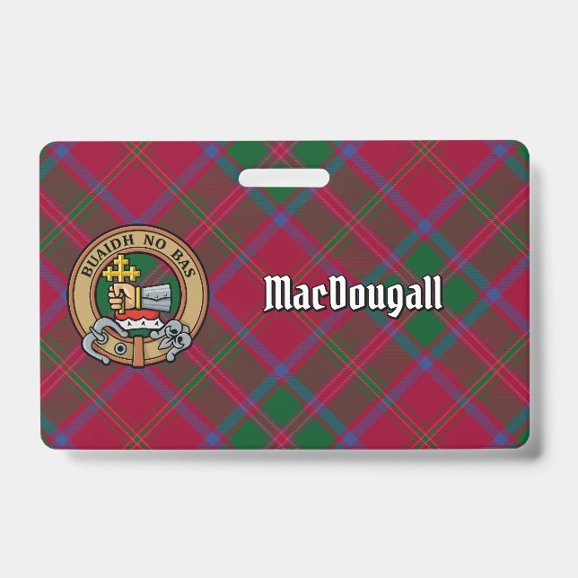 Clan MacDougall Crest over Tartan Badge (Front)