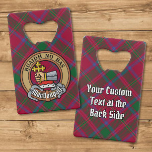 Clan MacDougall Crest over Tartan Credit Card Bottle Opener