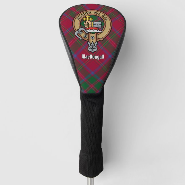 Clan MacDougall Crest over Tartan Golf Head Cover (Front)
