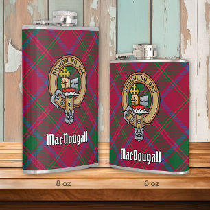 Clan MacDougall Crest over Tartan Hip Flask