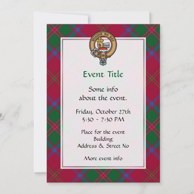 Clan MacDougall Crest over Tartan Invitation (Front)