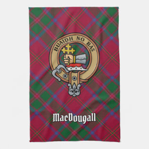 Clan MacDougall Crest over Tartan Kitchen Towel