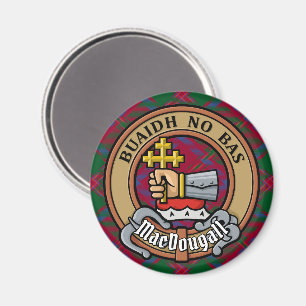 Clan MacDougall Crest over Tartan Magnet