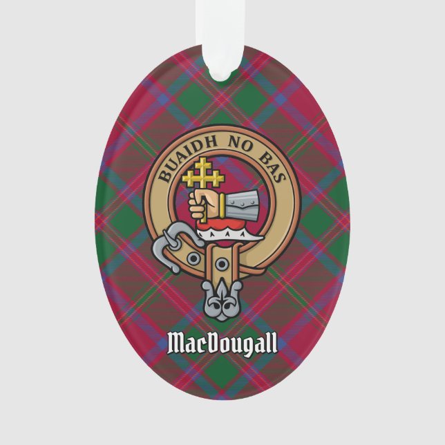 Clan MacDougall Crest over Tartan Ornament (Front)