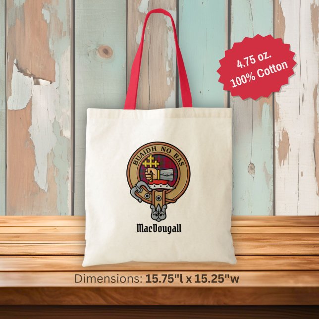 Clan MacDougall Crest over Tartan Tote Bag (Creator Uploaded)