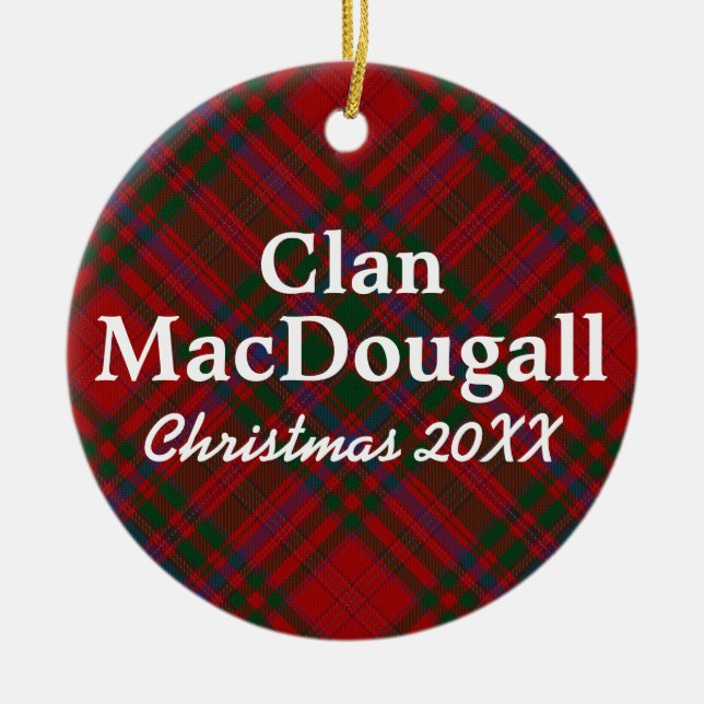 Clan MacDougall Scottish Tartan Ceramic Ornament (Front)