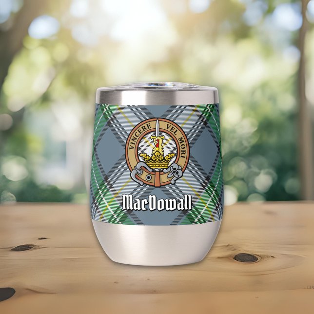 Clan MacDowall Crest over Tartan (Creator Uploaded)