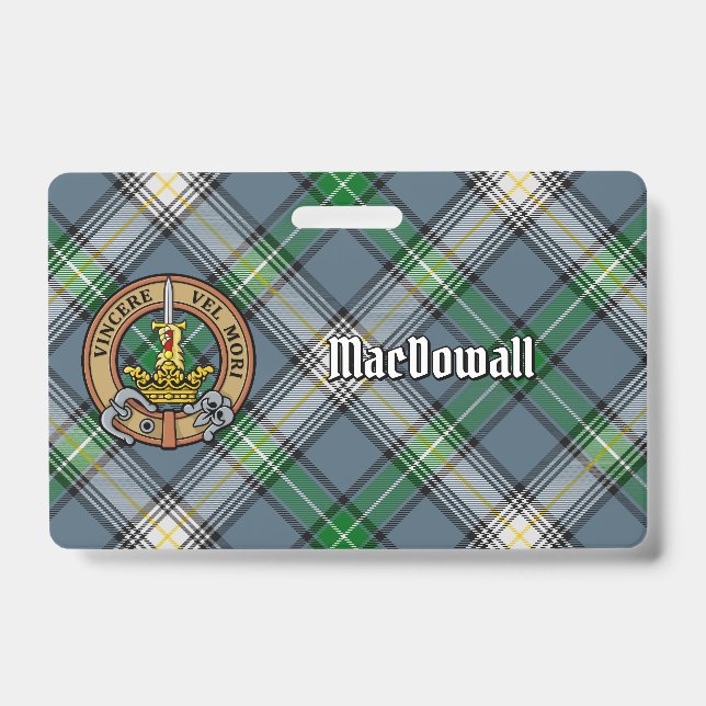 Clan MacDowall Crest over Tartan Badge (Front)