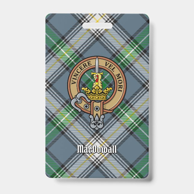 Clan MacDowall Crest over Tartan Badge (Front)