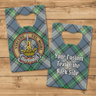 Clan MacDowall Crest over Tartan Credit Card Bottle Opener