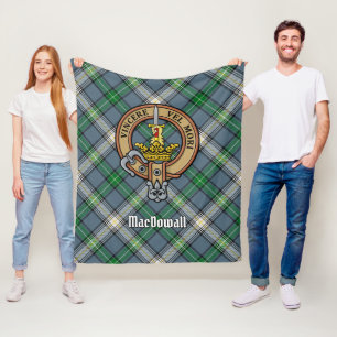 Clan MacDowall Crest over Tartan Fleece Blanket