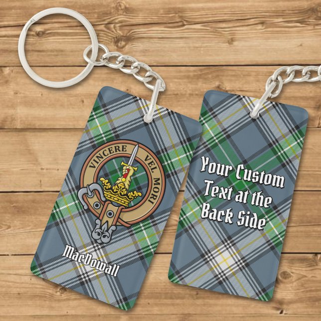 Clan MacDowall Crest over Tartan Keychain (Creator Uploaded)
