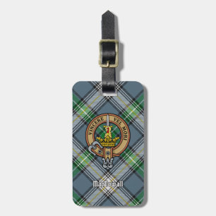 Clan MacDowall Crest over Tartan Luggage Tag