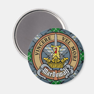 Clan MacDowall Crest over Tartan Magnet
