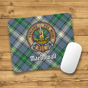 Clan MacDowall Crest over Tartan Mouse Pad