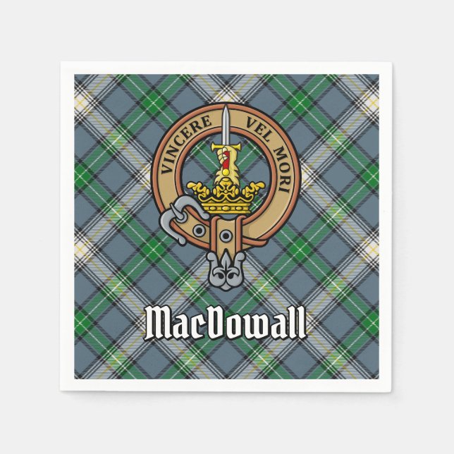 Clan MacDowall Crest over Tartan Napkin (Front)