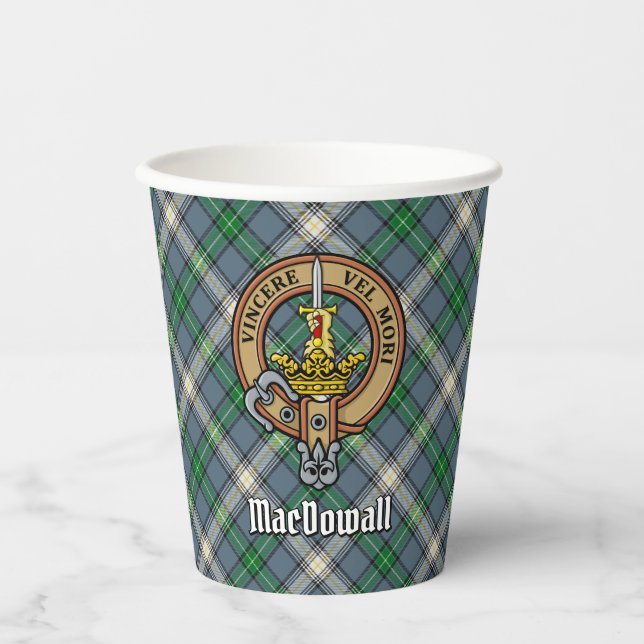 Clan MacDowall Crest over Tartan Paper Cups (Front)