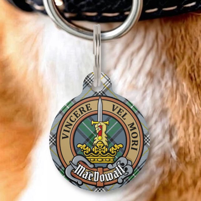 Clan MacDowall Crest over Tartan Pet Tag (Creator Uploaded)