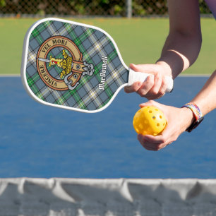 Clan MacDowall Crest over Tartan Pickleball Paddle