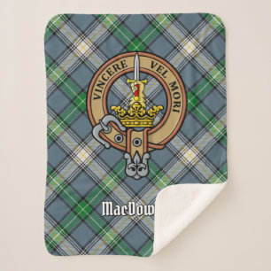 Clan MacDowall Crest over Tartan Sherpa Blanket