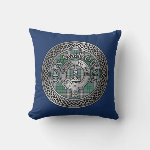 Clan MacDowall Crest & Tartan Knot Throw Pillow