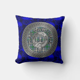 Clan MacDowall Crest & Tartan Knot Throw Pillow