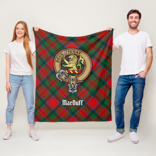 Clan MacDuff Crest over Tartan Fleece Blanket