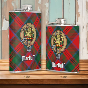 Clan MacDuff Crest over Tartan Hip Flask