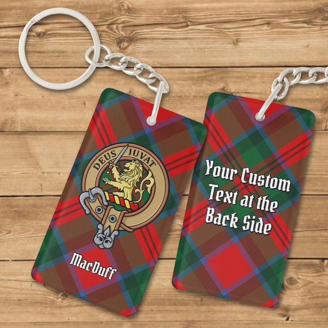Clan MacDuff Crest over Tartan Keychain (Creator Uploaded)