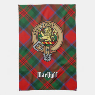 Clan MacDuff Crest over Tartan Kitchen Towel