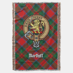 Clan MacDuff Crest over Tartan Throw Blanket