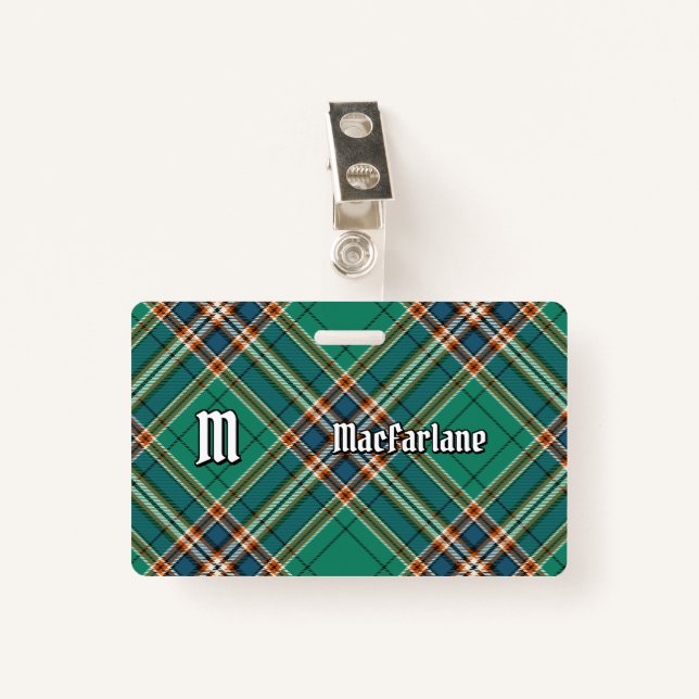 Clan MacFarlane Ancient Hunting Tartan Badge (Front with Clip)