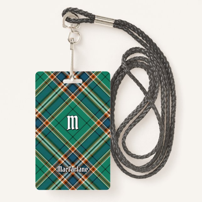 Clan MacFarlane Ancient Hunting Tartan Badge (Front with Lanyard)