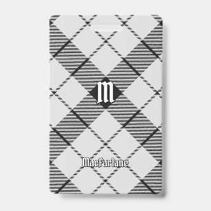 Clan MacFarlane Black and White Tartan Badge