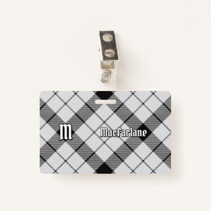 Clan MacFarlane Black and White Tartan Badge