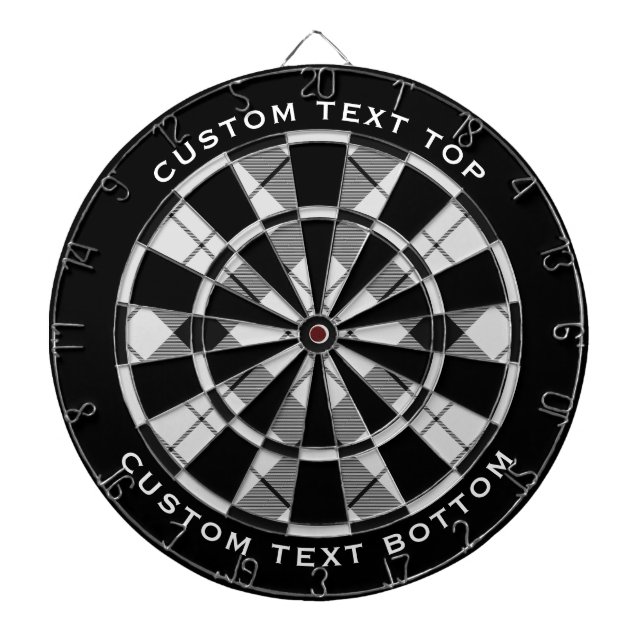 Clan MacFarlane Black and White Tartan Dartboard (Front)