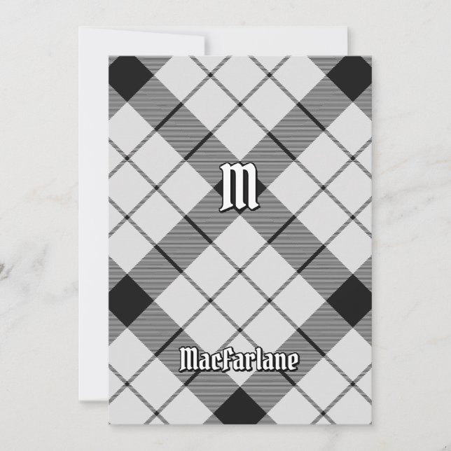 Clan MacFarlane Black and White Tartan Invitation (Front)